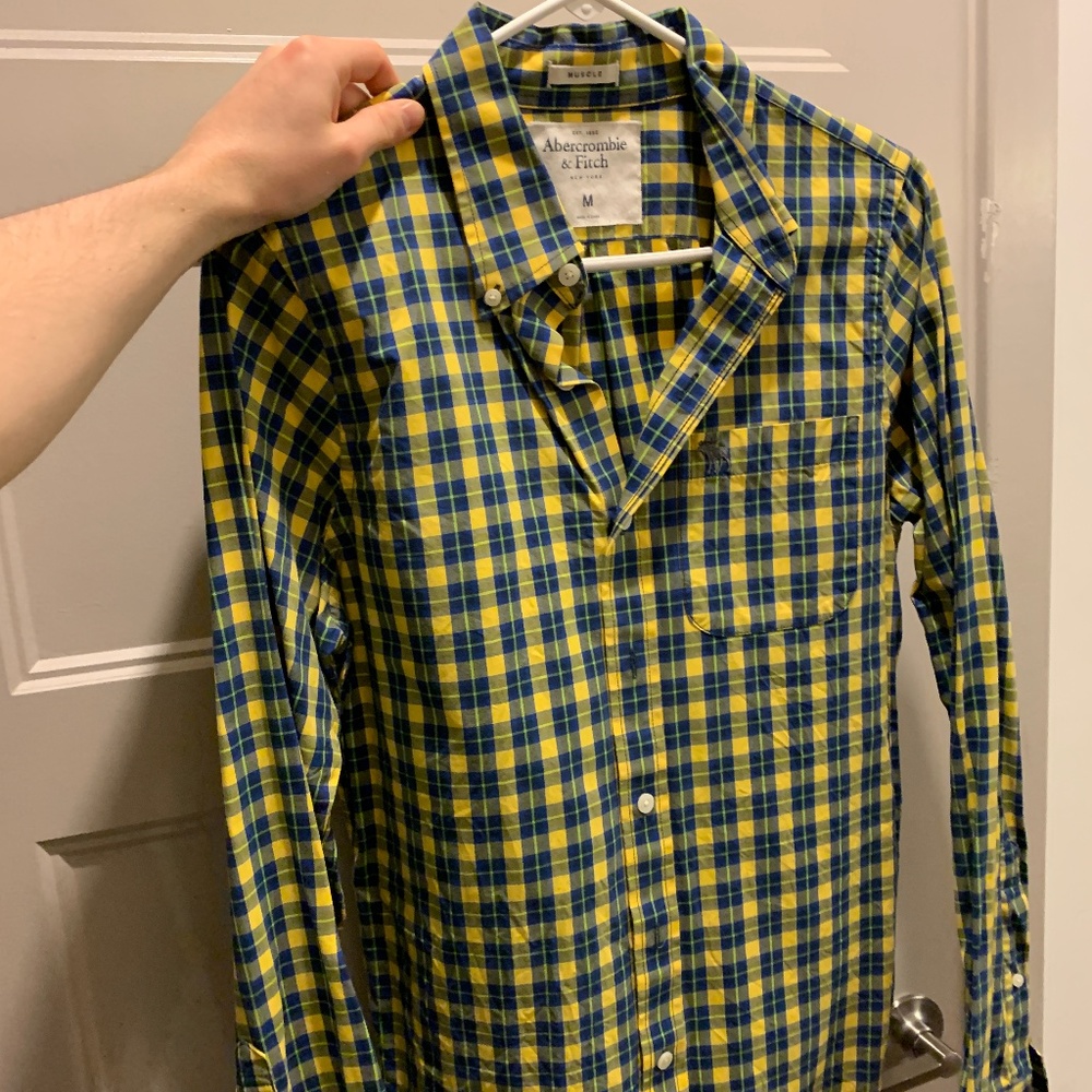 Abercrombie & Fitch Yellow/Green/Blue Button Down